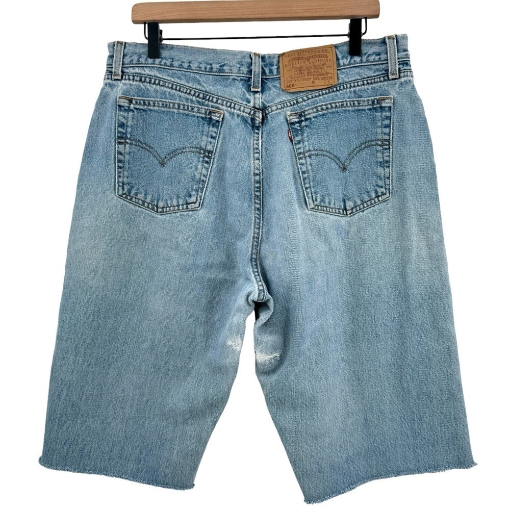Vintage 90s Levi's 560 Jorts Cutoff Jean Shorts Loose Fit Straight Leg | 35" 12
